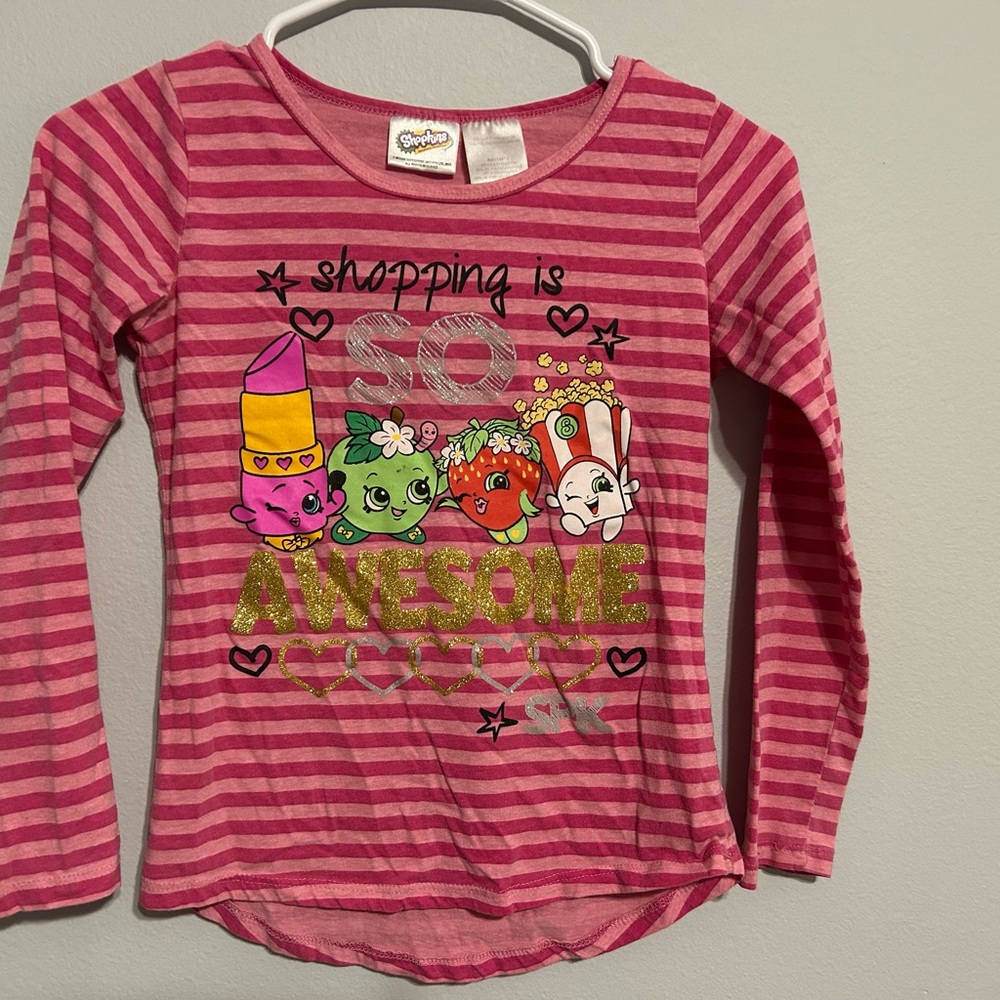 Shopkins Pink Striped Long Sleeve Tee